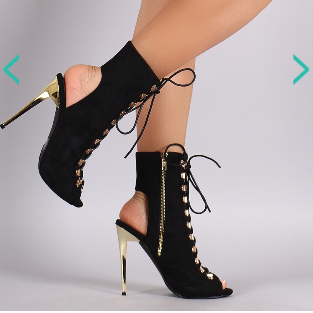 Corset Lace Up Mule Golden Heel